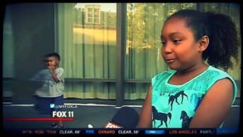 Genesis Butler, named PETA’s Cutest Vegan Kid 2015, is shown being interviewed by Fox11 news.