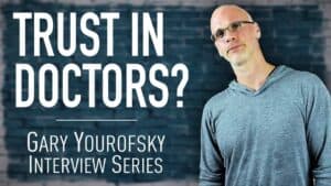 Author and vegan activist Gary Yourofsky is shown along side the words “Trust in doctors - Gary Yourofsky interview series”