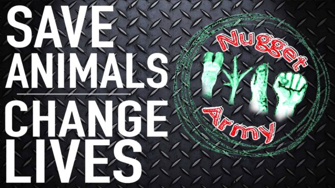 The image shows the Bite Size Vegan logo on the right and the words: “Save animals. Change lives.”