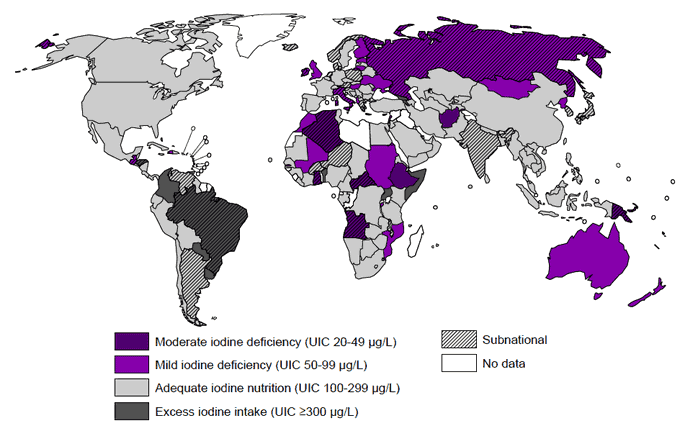 Iodine deficiency global map 2013