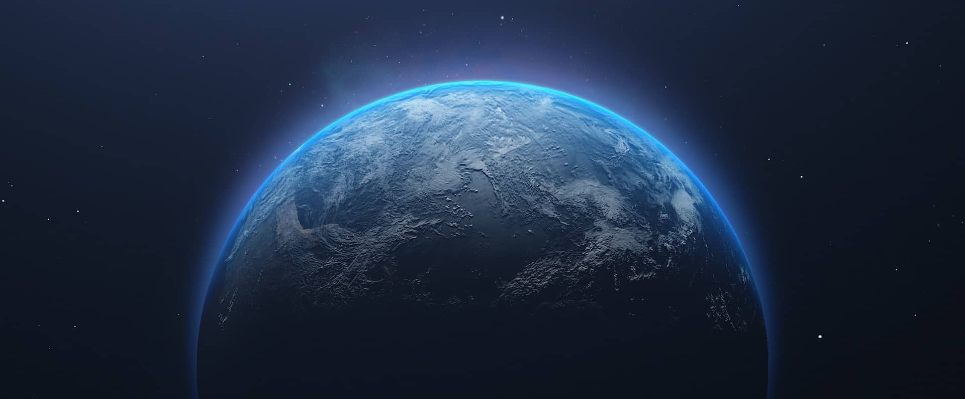 A distant view of an emerging Earth in space, representative of a new world.